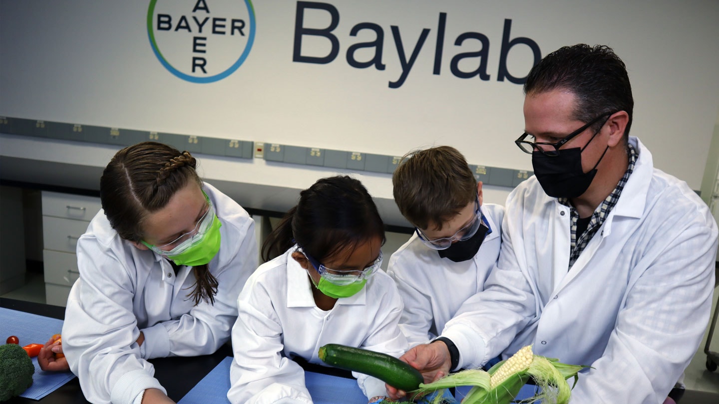 STEM students learning in the Baylab