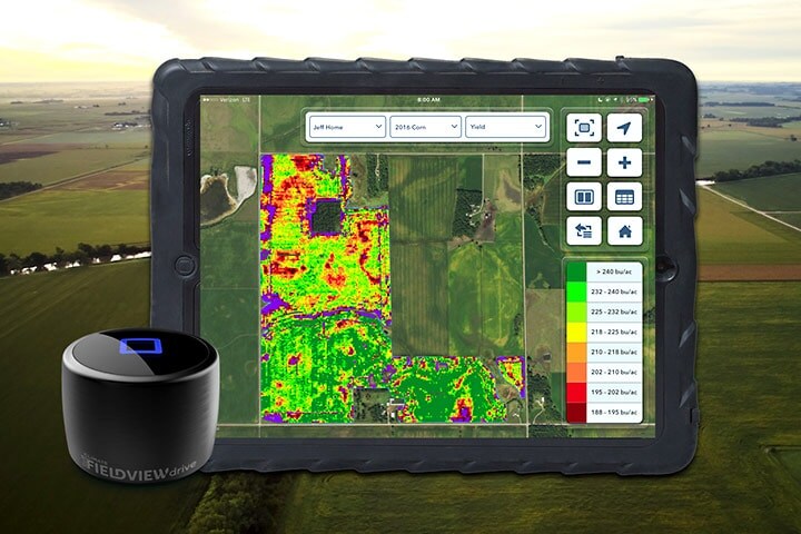 An ipad with a map of a field.