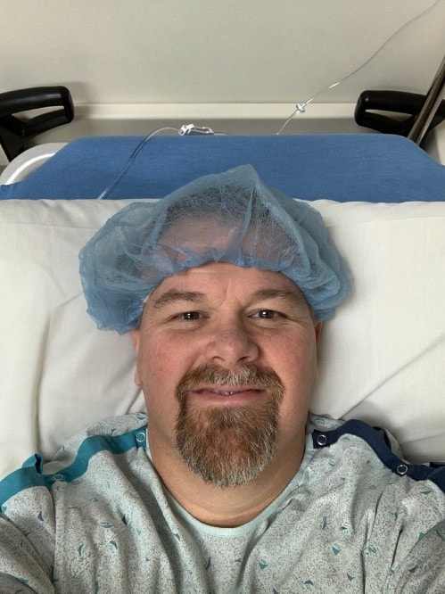 Mike Hyder in hospital bed