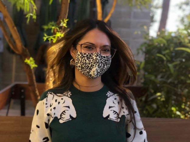 Laura Lampa wearing mask